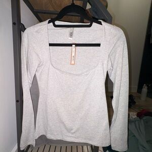 NWT Skims Cotton Jersey Scoop Neck Long Sleeve Top